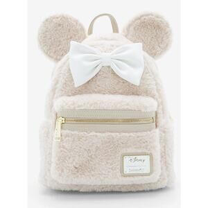 Loungefly Disney Minnie Mouse Faux Fur Mini Backpack NWT